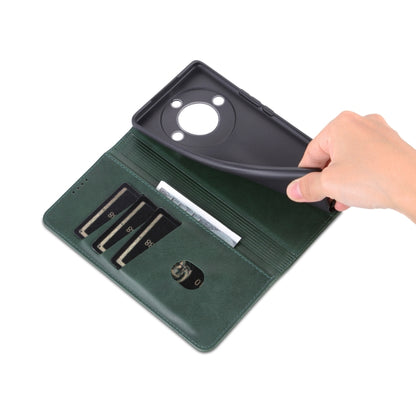 For Honor X50 AZNS Magnetic Calf Texture Flip Leather Phone Case(Dark Green) by AZNS