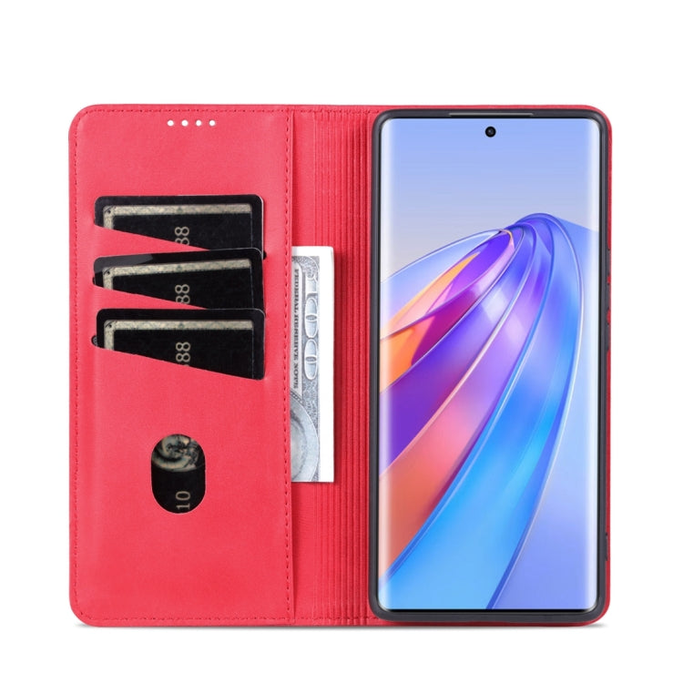 For Honor X50 AZNS Magnetic Calf Texture Flip Leather Phone Case(Red) by AZNS