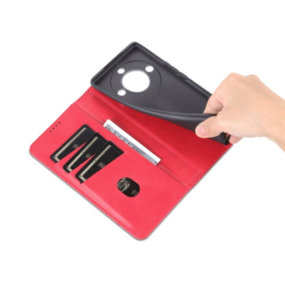 For Honor X50 AZNS Magnetic Calf Texture Flip Leather Phone Case(Red) by AZNS