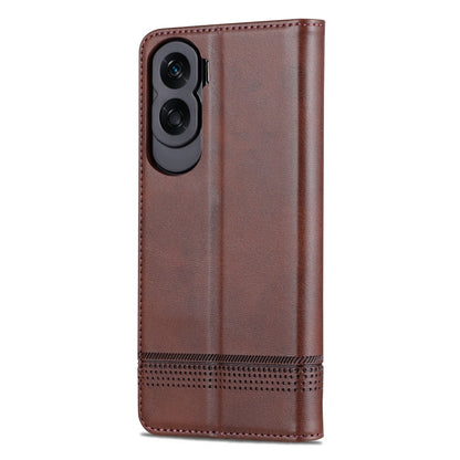 For Honor X50i/90 Lite AZNS Magnetic Calf Texture Flip Leather Phone Case(Dark Brown) by AZNS
