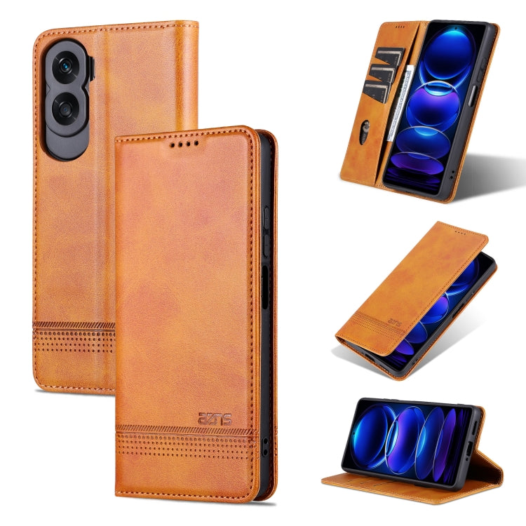 For Honor X50i/90 Lite AZNS Magnetic Calf Texture Flip Leather Phone Case(Light Brown) by AZNS