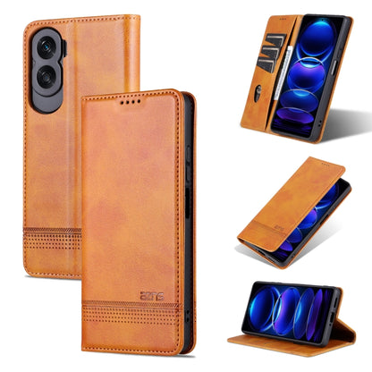 For Honor X50i/90 Lite AZNS Magnetic Calf Texture Flip Leather Phone Case(Light Brown) by AZNS