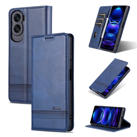 For Honor X50i/90 Lite AZNS Magnetic Calf Texture Flip Leather Phone Case(Dark Blue) by AZNS