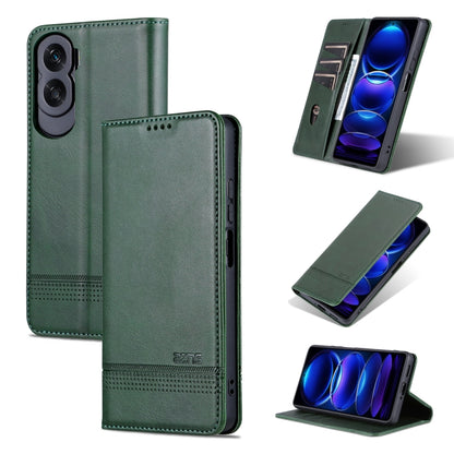 For Honor X50i/90 Lite AZNS Magnetic Calf Texture Flip Leather Phone Case(Dark Green) by AZNS