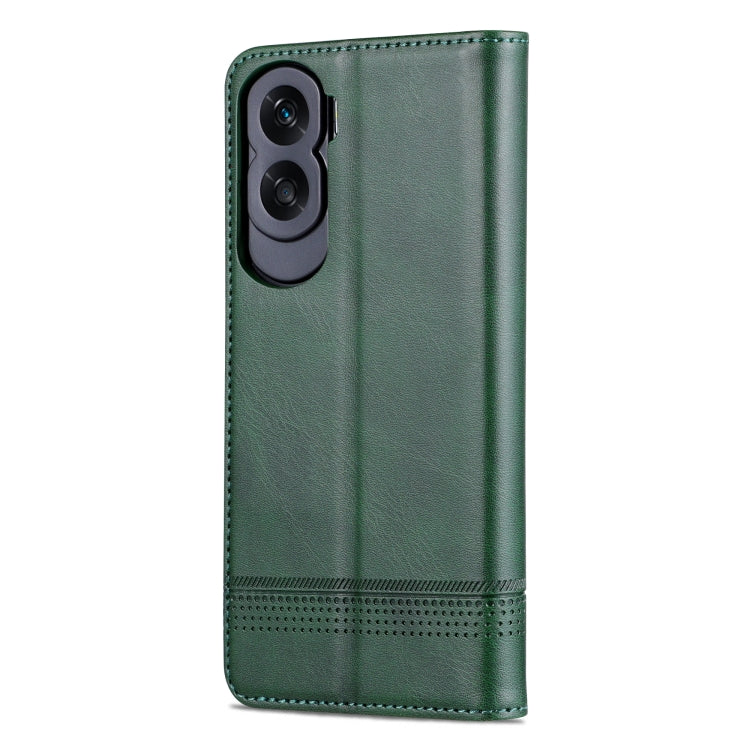 For Honor X50i/90 Lite AZNS Magnetic Calf Texture Flip Leather Phone Case(Dark Green) by AZNS