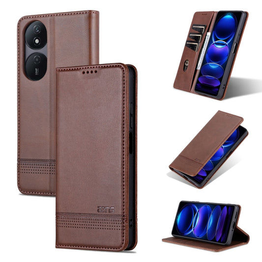 For Honor Play 50 Plus AZNS Magnetic Calf Texture Flip Leather Phone Case(Dark Brown) by AZNS