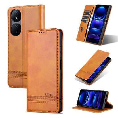 For Honor Play 50 Plus AZNS Magnetic Calf Texture Flip Leather Phone Case(Light Brown) by AZNS