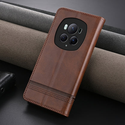 For Honor Magic6 Pro AZNS Magnetic Calf Texture Flip Leather Phone Case(Dark Brown) by AZNS