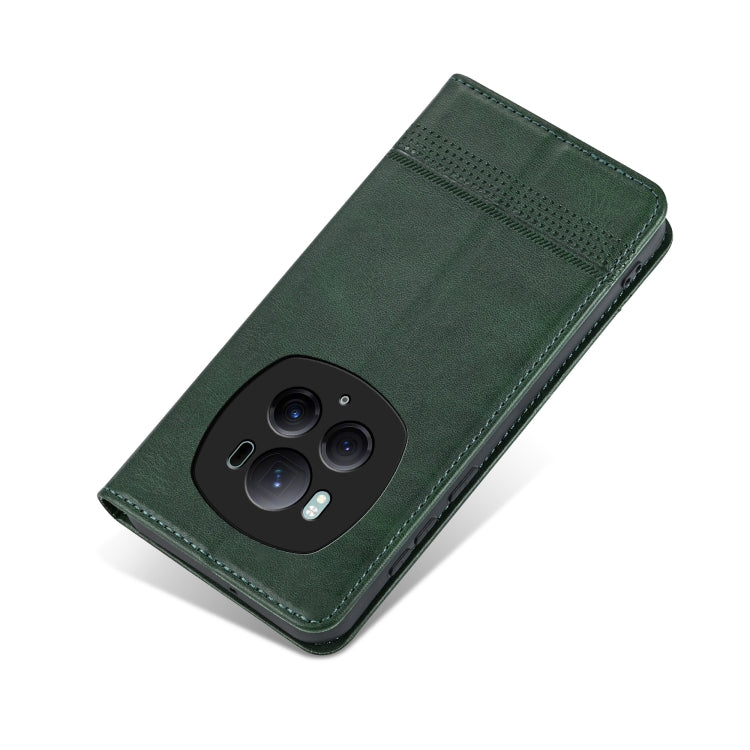 For Honor Magic6 Pro AZNS Magnetic Calf Texture Flip Leather Phone Case(Dark Green) by AZNS