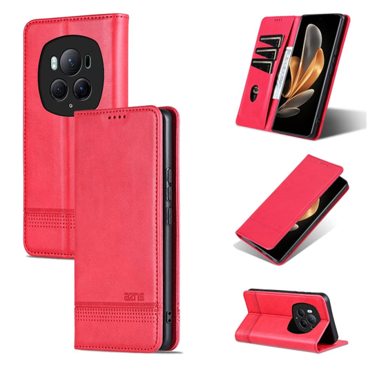 For Honor Magic6 Pro AZNS Magnetic Calf Texture Flip Leather Phone Case(Red) by AZNS