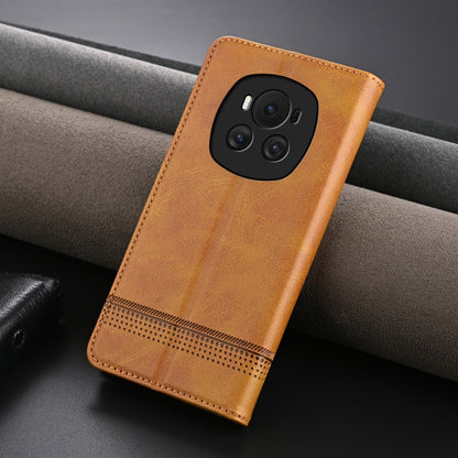 For Honor Magic6 AZNS Magnetic Calf Texture Flip Leather Phone Case(Light Brown) by AZNS