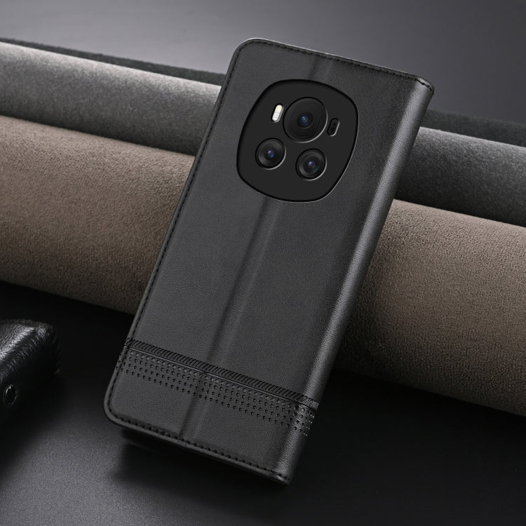 For Honor Magic6 AZNS Magnetic Calf Texture Flip Leather Phone Case(Black) by AZNS