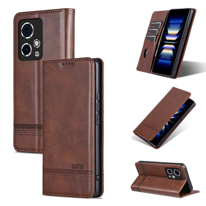 For Honor 90 GT AZNS Magnetic Calf Texture Flip Leather Phone Case(Dark Brown) by AZNS