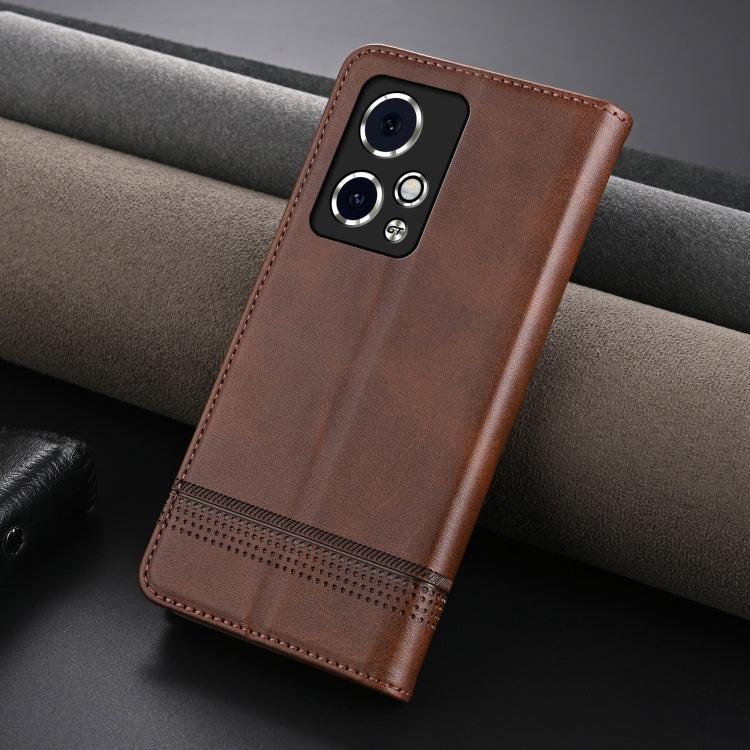 For Honor 90 GT AZNS Magnetic Calf Texture Flip Leather Phone Case(Dark Brown) by AZNS