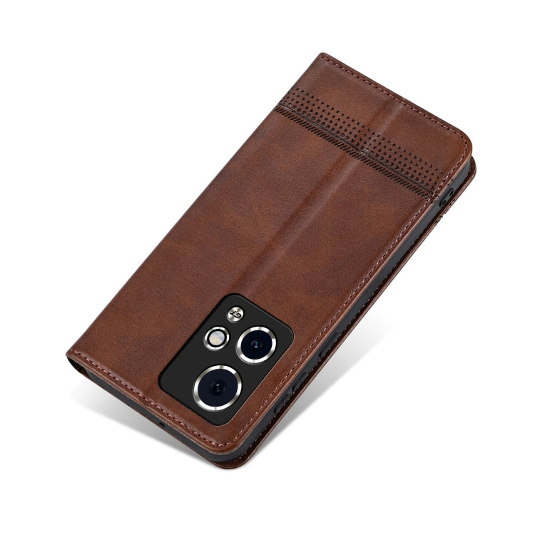For Honor 90 GT AZNS Magnetic Calf Texture Flip Leather Phone Case(Dark Brown) by AZNS