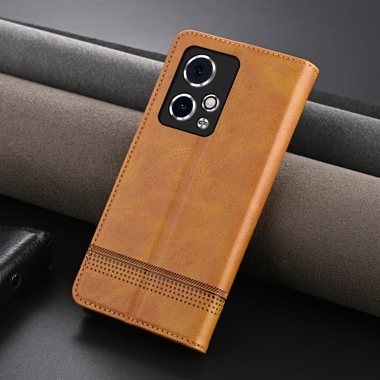 For Honor 90 GT AZNS Magnetic Calf Texture Flip Leather Phone Case(Light Brown) by AZNS