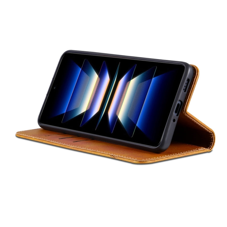 For Honor 90 GT AZNS Magnetic Calf Texture Flip Leather Phone Case(Light Brown) by AZNS