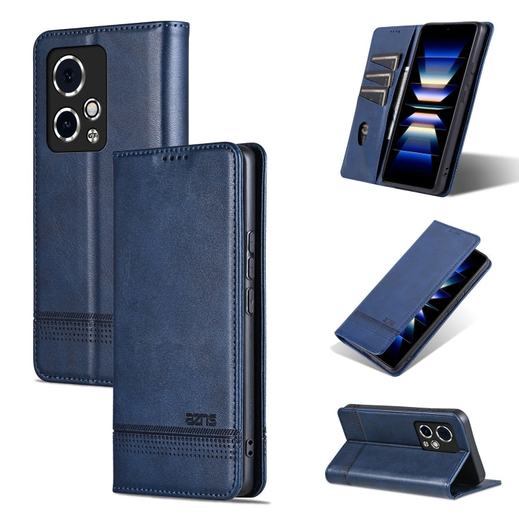 For Honor 90 GT AZNS Magnetic Calf Texture Flip Leather Phone Case(Dark Blue) by AZNS