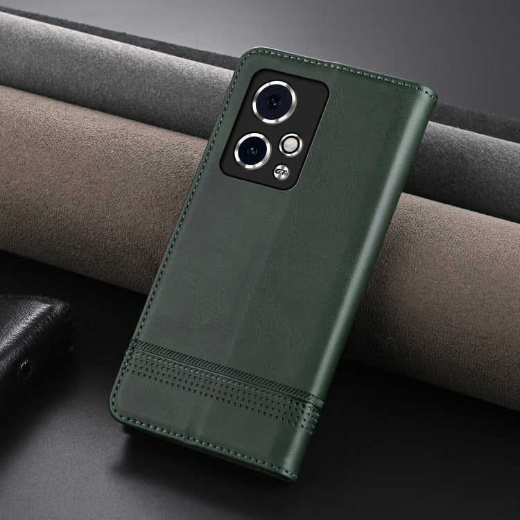 For Honor 90 GT AZNS Magnetic Calf Texture Flip Leather Phone Case(Dark Green) by AZNS