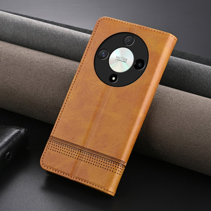 For Honor Magic6 Lite 5G/X9b AZNS Magnetic Calf Texture Flip Leather Phone Case(Light Brown) by AZNS
