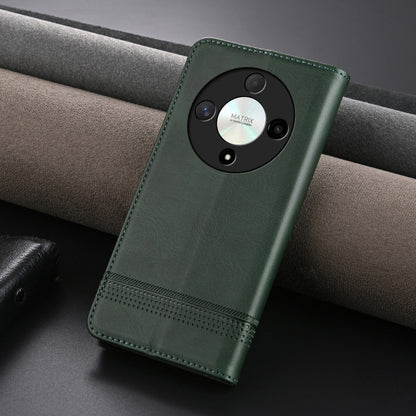 For Honor Magic6 Lite 5G/X9b AZNS Magnetic Calf Texture Flip Leather Phone Case(Dark Green) by AZNS