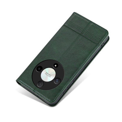 For Honor Magic6 Lite 5G/X9b AZNS Magnetic Calf Texture Flip Leather Phone Case(Dark Green) by AZNS