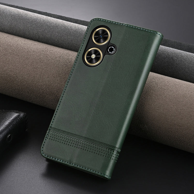 For Honor Play 50/Play 50m 5G AZNS Magnetic Calf Texture Flip Leather Phone Case(Dark Green) by AZNS