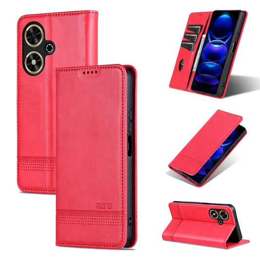 For Honor Play 50/Play 50m 5G AZNS Magnetic Calf Texture Flip Leather Phone Case(Red) by AZNS