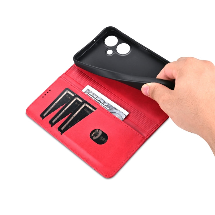 For Honor Play 50/Play 50m 5G AZNS Magnetic Calf Texture Flip Leather Phone Case(Red) by AZNS