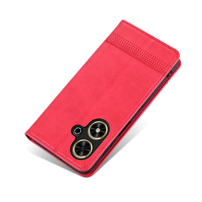 For Honor Play 50/Play 50m 5G AZNS Magnetic Calf Texture Flip Leather Phone Case(Red) by AZNS