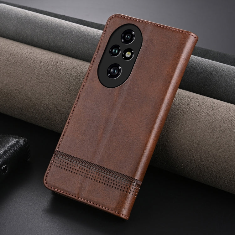 For Honor 200 AZNS Magnetic Calf Texture Flip Leather Phone Case(Dark Brown) by AZNS