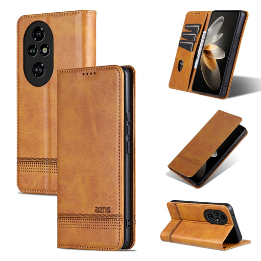 For Honor 200 AZNS Magnetic Calf Texture Flip Leather Phone Case(Light Brown) by AZNS