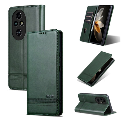 For Honor 200 AZNS Magnetic Calf Texture Flip Leather Phone Case(Dark Green) by AZNS