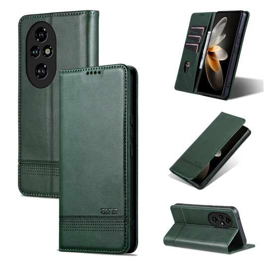 For Honor 200 AZNS Magnetic Calf Texture Flip Leather Phone Case(Dark Green) by AZNS