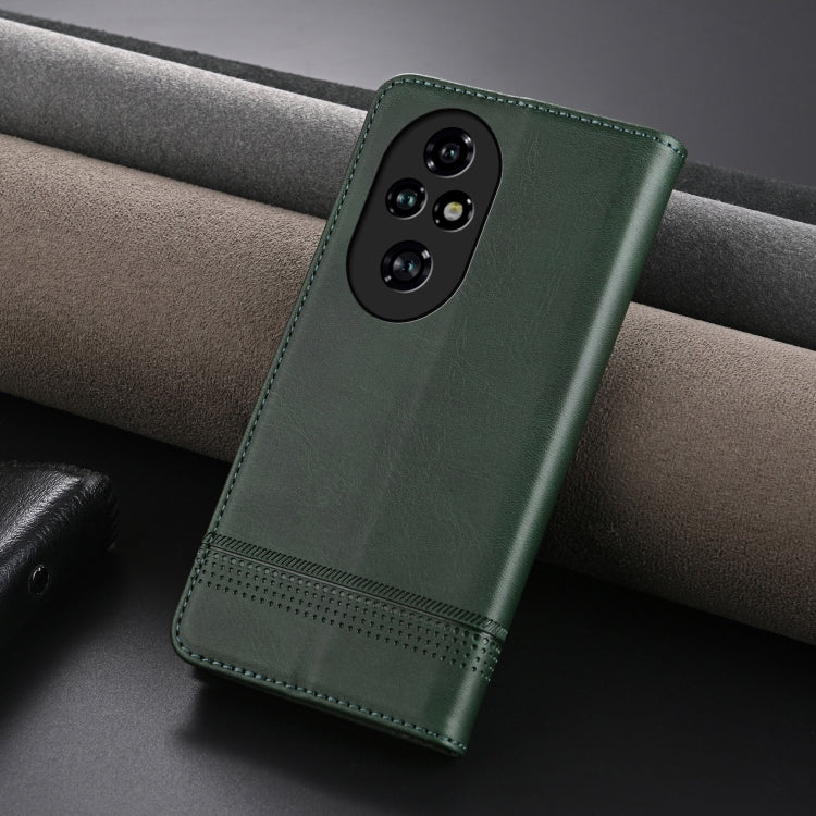 For Honor 200 AZNS Magnetic Calf Texture Flip Leather Phone Case(Dark Green) by AZNS