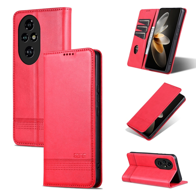 For Honor 200 AZNS Magnetic Calf Texture Flip Leather Phone Case(Red) by AZNS