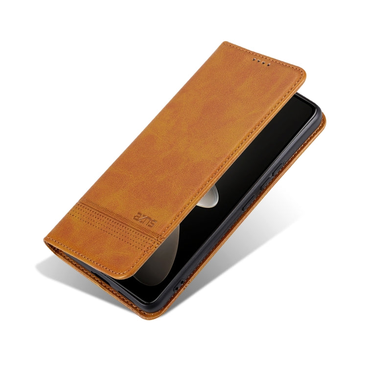 For Honor 200 Pro AZNS Magnetic Calf Texture Flip Leather Phone Case(Light Brown) by AZNS