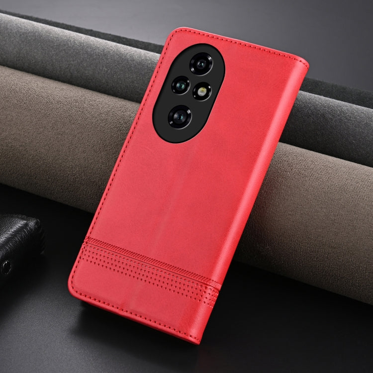 For Honor 200 Pro AZNS Magnetic Calf Texture Flip Leather Phone Case(Red) by AZNS