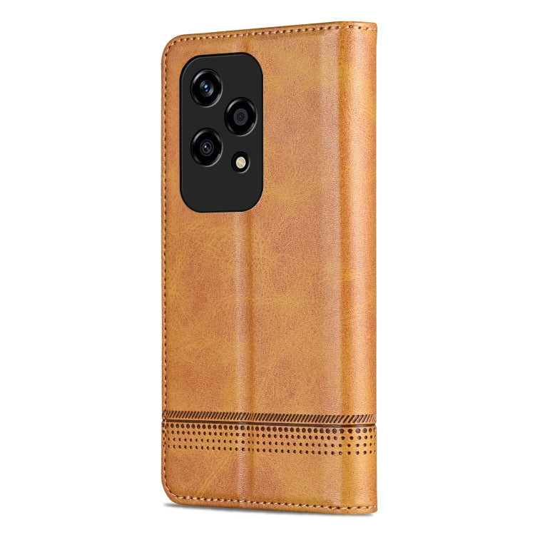 For Honor 200 Lite Global AZNS Magnetic Calf Texture Flip Leather Phone Case(Light Brown) by AZNS