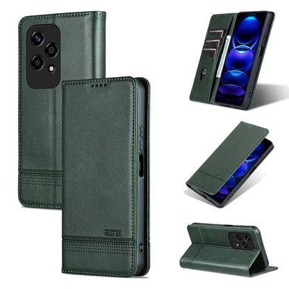 For Honor 200 Lite Global AZNS Magnetic Calf Texture Flip Leather Phone Case(Dark Green) by AZNS