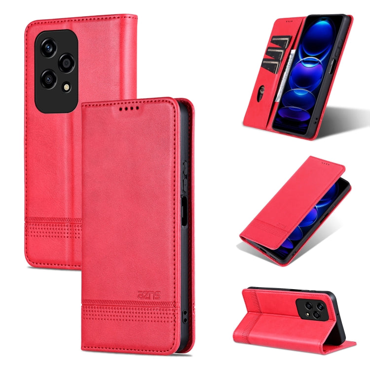 For Honor 200 Lite Global AZNS Magnetic Calf Texture Flip Leather Phone Case(Red) by AZNS