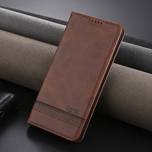 For Honor X6b AZNS Magnetic Calf Texture Flip Leather Phone Case(Dark Brown) by AZNS