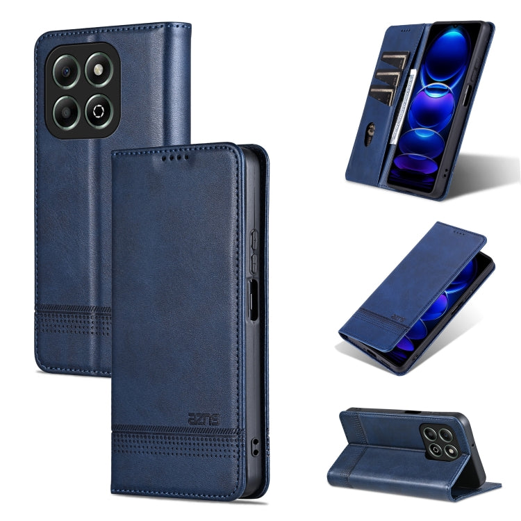 For Honor X6b AZNS Magnetic Calf Texture Flip Leather Phone Case(Dark Blue) by AZNS