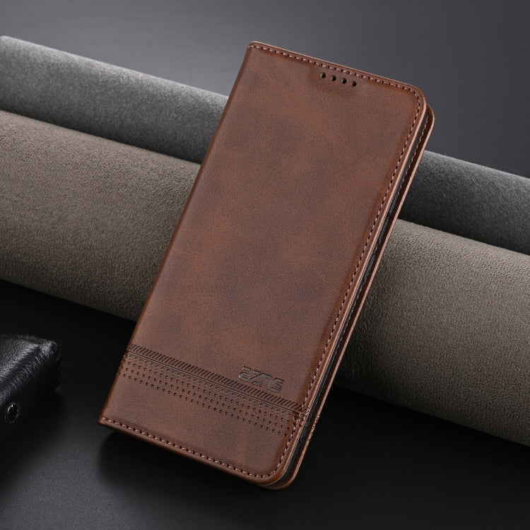 For Honor X60i AZNS Magnetic Calf Texture Flip Leather Phone Case(Dark Brown) by AZNS