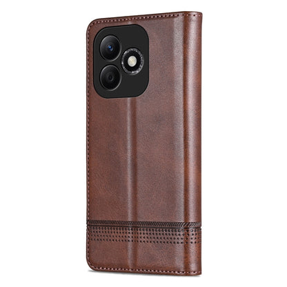 For Honor X60i AZNS Magnetic Calf Texture Flip Leather Phone Case(Dark Brown) by AZNS