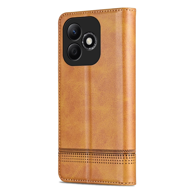 For Honor X60i AZNS Magnetic Calf Texture Flip Leather Phone Case(Light Brown) by AZNS