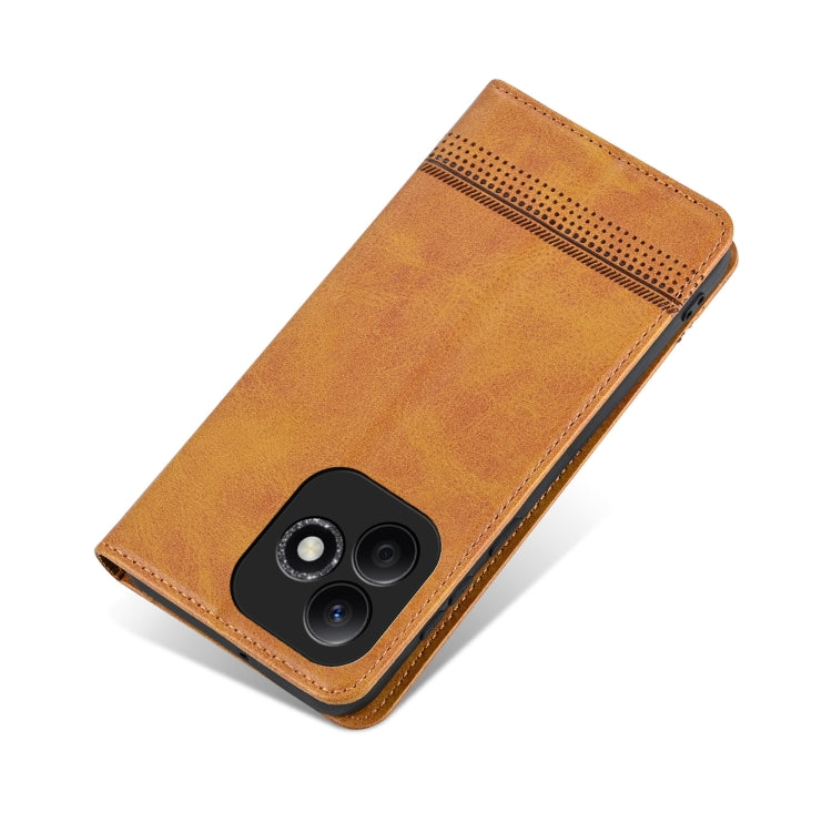 For Honor X60i AZNS Magnetic Calf Texture Flip Leather Phone Case(Light Brown) by AZNS
