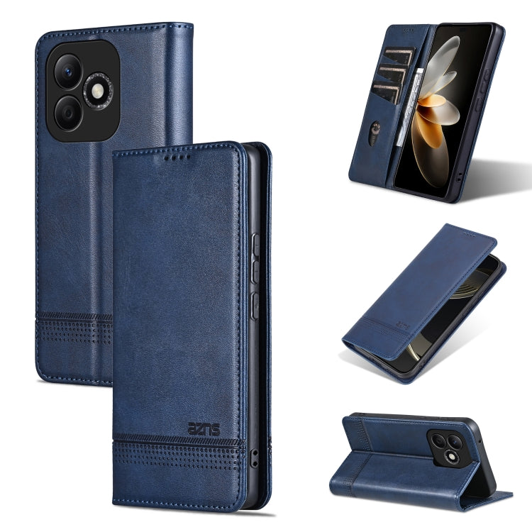 For Honor X60i AZNS Magnetic Calf Texture Flip Leather Phone Case(Dark Blue) by AZNS