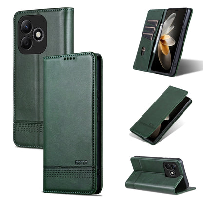 For Honor X60i AZNS Magnetic Calf Texture Flip Leather Phone Case(Dark Green) by AZNS