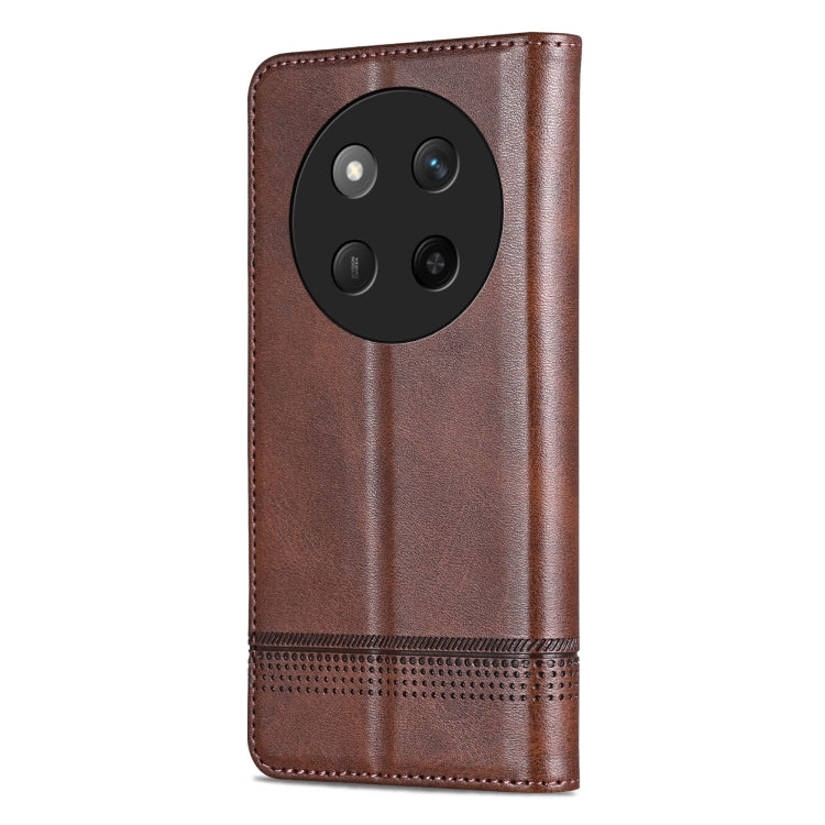 For Honor X60 Pro AZNS Magnetic Calf Texture Flip Leather Phone Case(Dark Brown) by AZNS